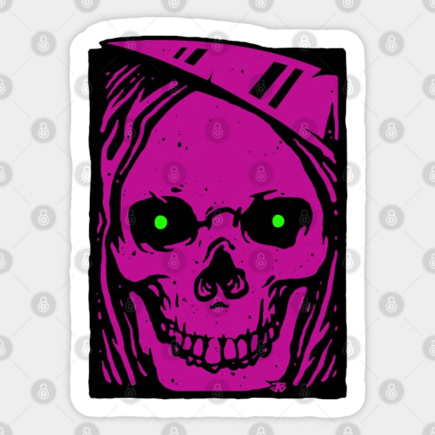 Smiling Skull Grim Reaper with Glowing Eyes Sticker by NINE69